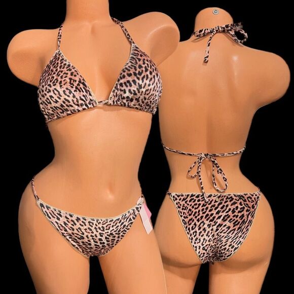 Victorias Secret Swim Velvet Triangle Bikini top & Brazilian Bottom Set Medium - Picture 3 of 4